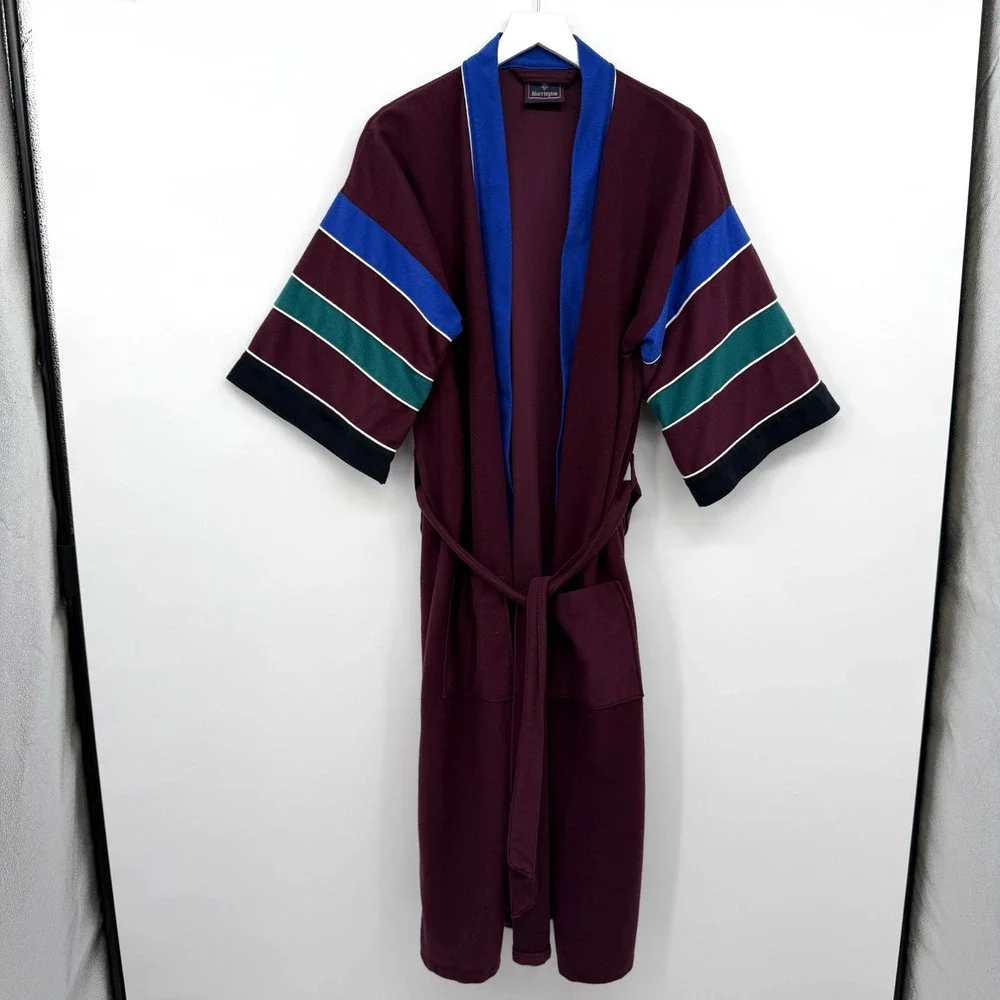 Vintage Barrington Velour Robe Mens One Size Belted Pockets Old Money Smoking